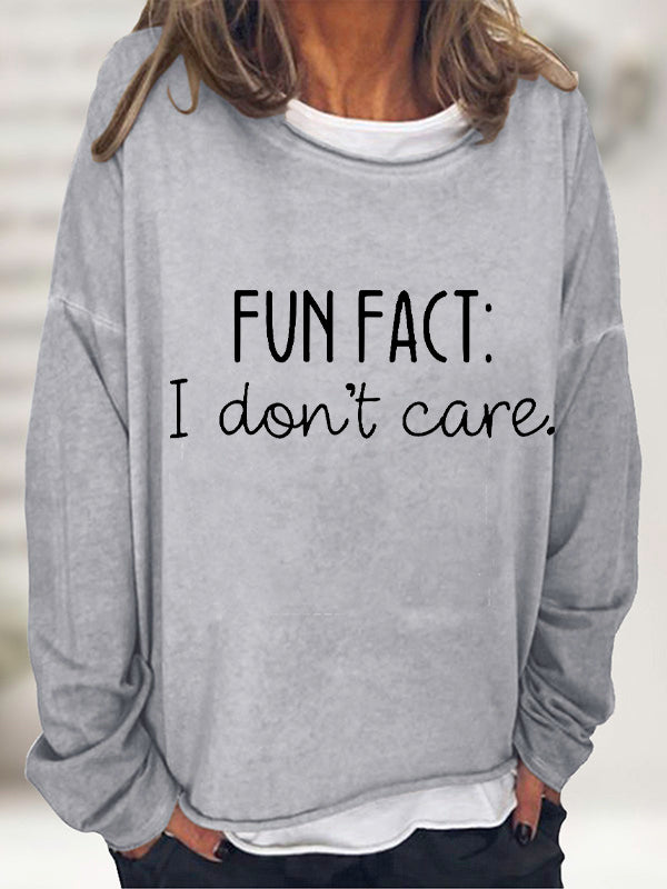 Fun Fact I Don't Care 長袖 T シャツ