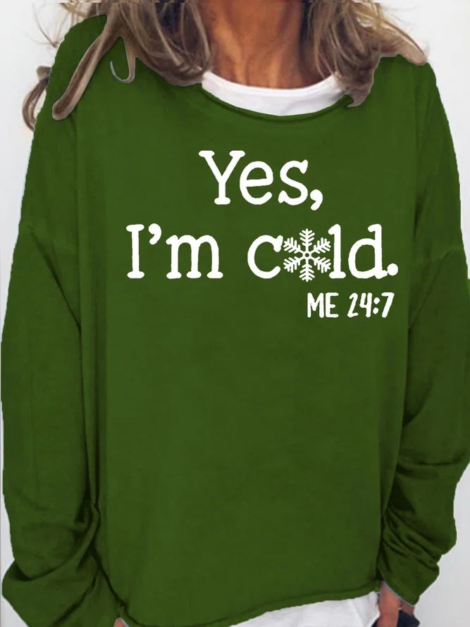 Yes I'm Cold スノーフレーク グラフィック ロング スリーブ T シャツ