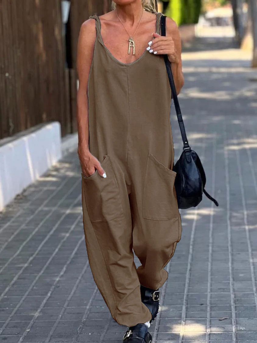 Loose Overalls with Large Pockets