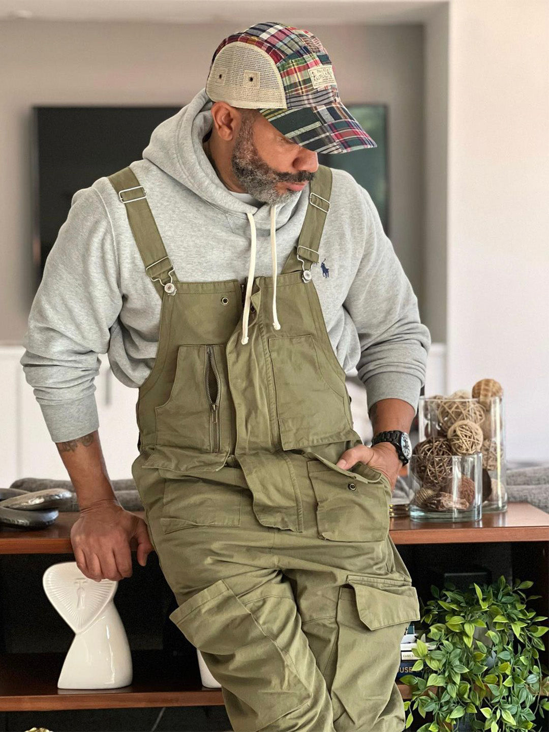 Madepants Sloppy Overalls Men's Big Pockets Dungarees with Zipper Fly